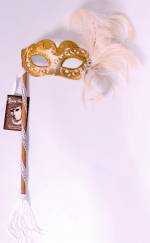 Hand held feather mask
